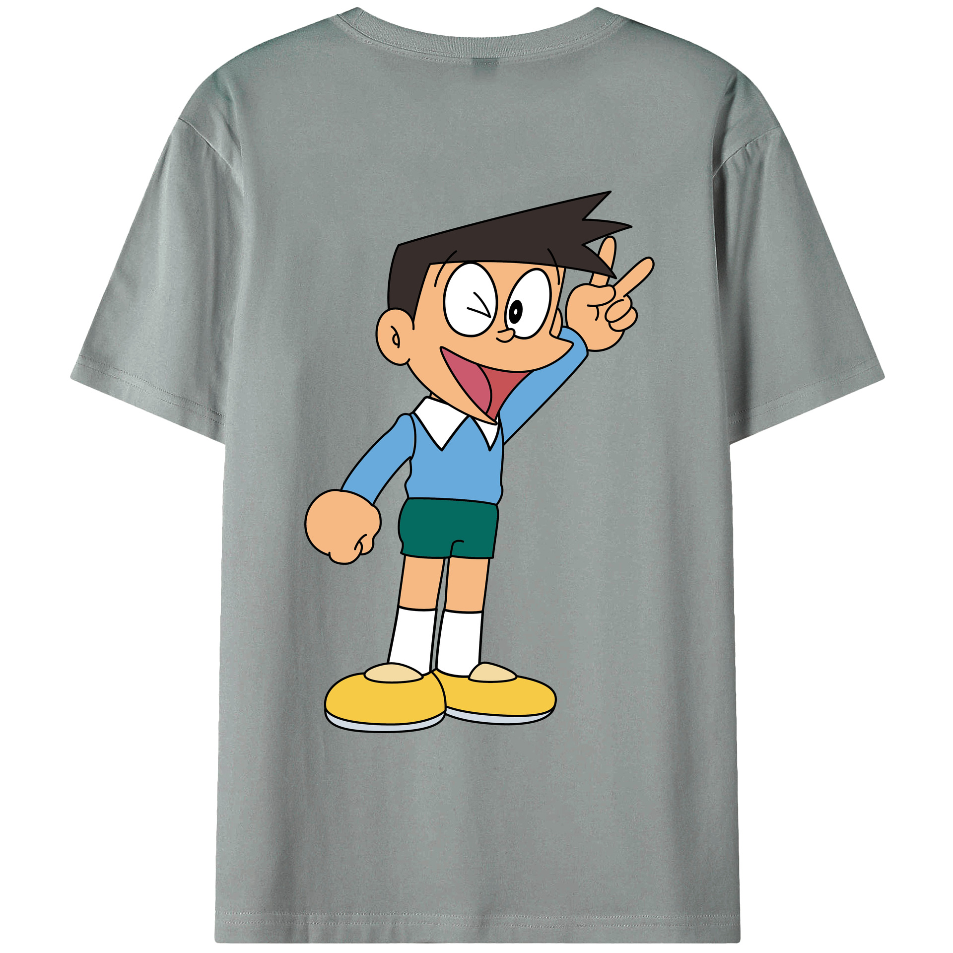 （画像用） ドラえもん 骨川 スネ夫 Doraemon Honekawa Suneo 綿100％ メンズ半袖Tシャツ（バックプリント） 通気性